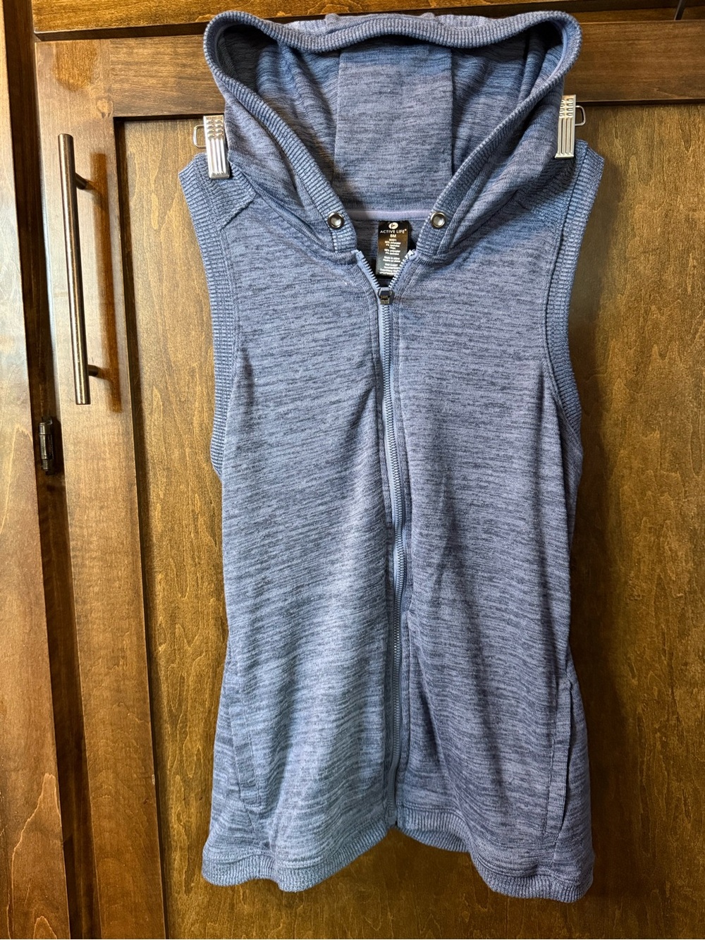 Active Life Sleeveless Hooded Zip-Up Top - Heather Blue